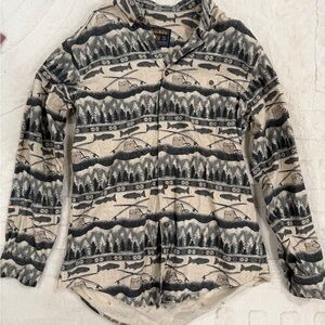 Woolrich Cream and Black Outdoor Patterned Button-Down Shirt